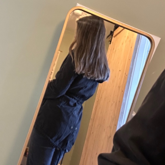 Black weather resistant mid-length jacket with quilted insert. - Picture 5 of 7